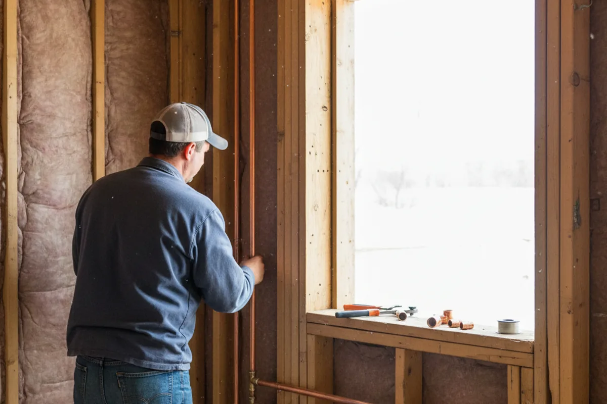 Licensed plumber running new copper supply lines in a Decorah home