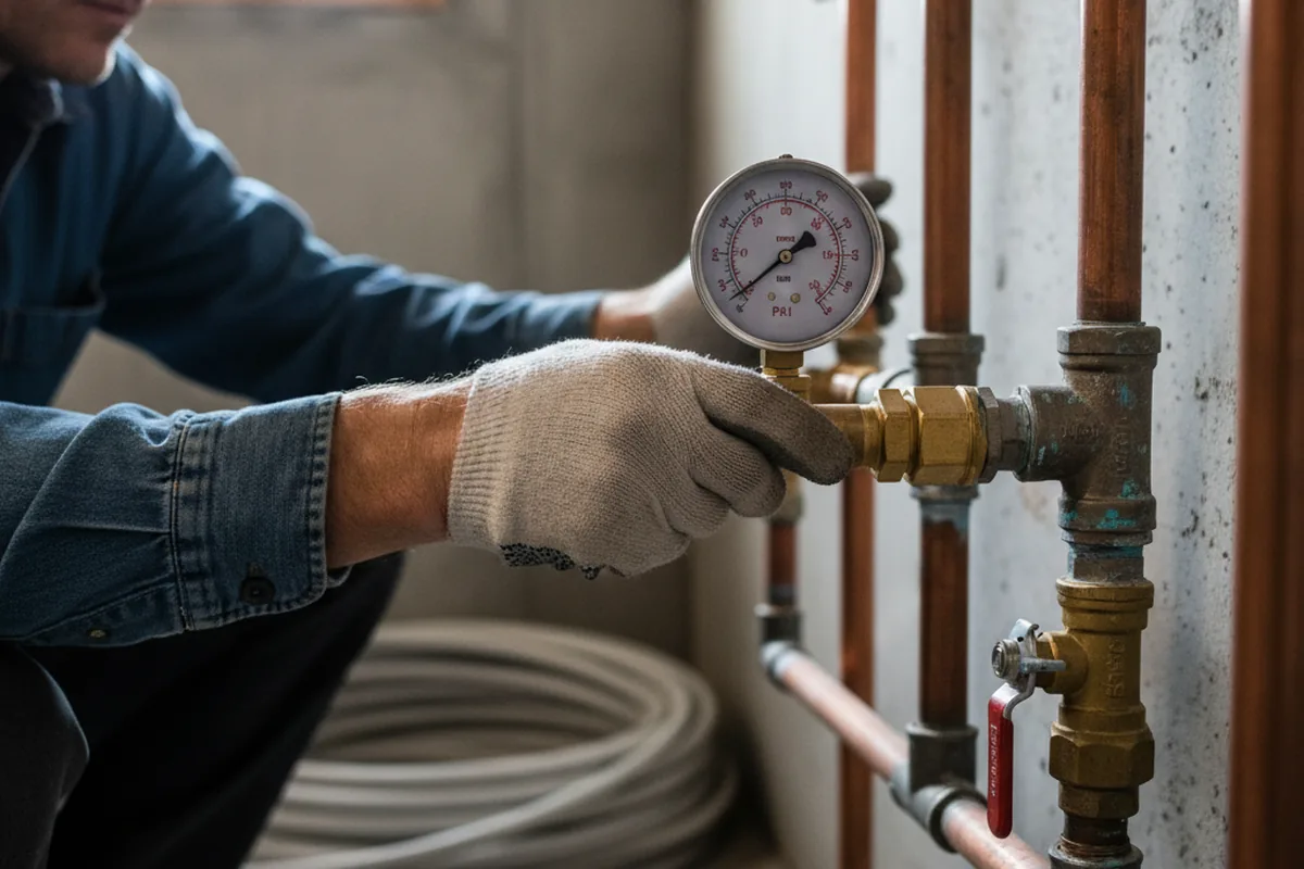 Pressure testing a repaired line during Water Line Repair in Decorah